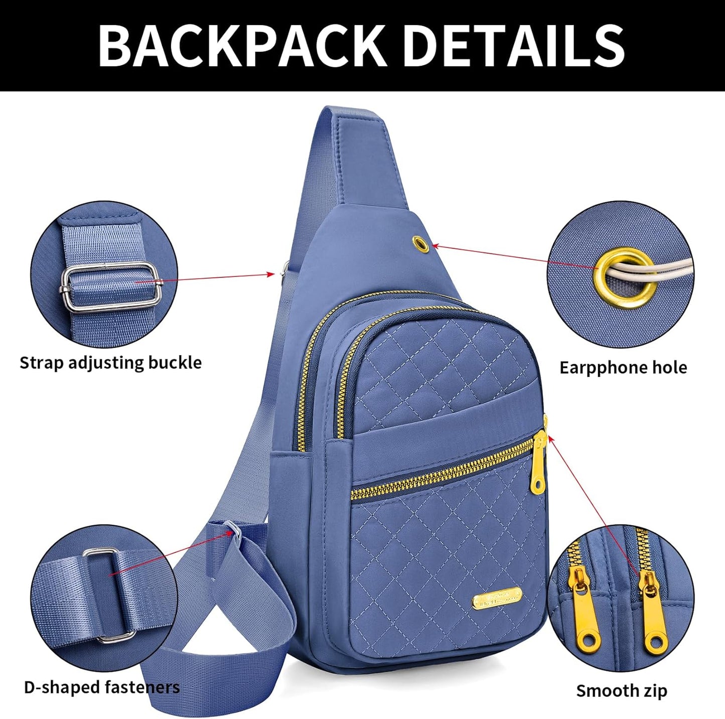 Small Sling Bag For Women Men Casual Crossbody Sling Backpack