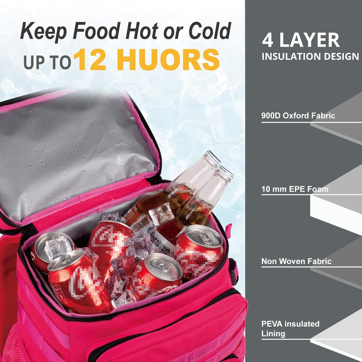 Tactical Backpack Cooler,Soft Lightweight Leakproof Cooler Backpack,Insulated Cooler Bag,Portable Soft Cooler Bag Waterproof for Beach, Travel, Camping, Picnic, Hiking