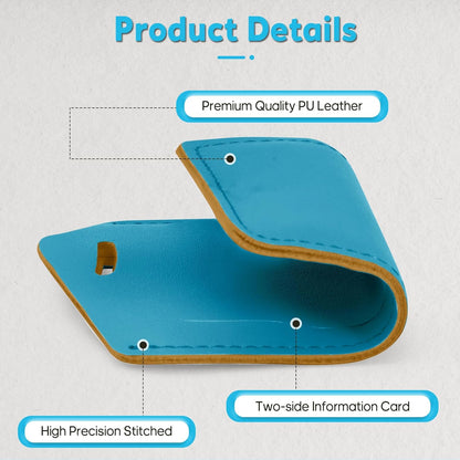 Travelambo Luggage Tags for Suitcases Faux Leather Privacy Protection 2 Pack Bag Tags Travel Accessories Essential, Energetic Blue