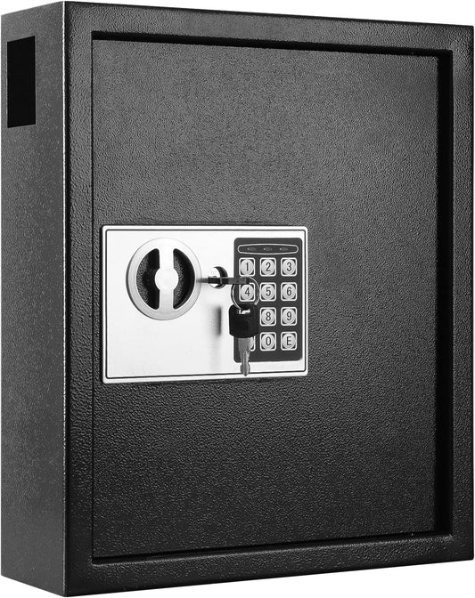 KYODOLED Electronic 60-Key Cabinet Wall-Mounted Digital Key Safe, Key Lock Box, Large Security Key Box for Keys Holder, Heavy-Duty Combination Lock Storage Box, 14.3'' X 12'' X3.94'' (Black, 60 Keys)