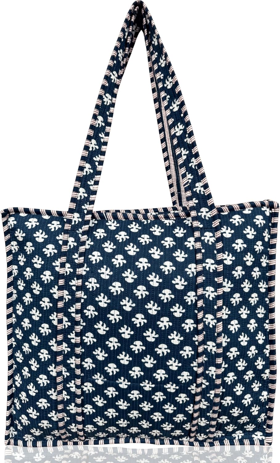 Cotton Quilted Tote Bag for Women – Large Beach & Travel Tote with Zipper, Reusable Grocery Bag