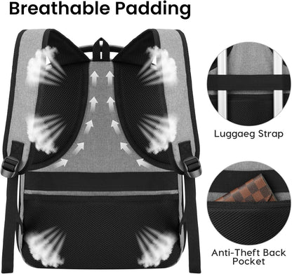 BIKROD Backpack for Men and Women, School Backpacks Water Resistant Back Pack with USB Charging Port, TSA Travel Backpack, Business Anti Theft Sturdy Computer Bag Gifts Fits 17.3 Inch Laptop, Grey