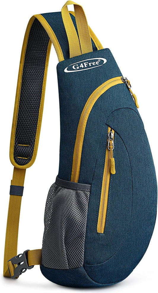G4Free Sling Bag for Men Women, Small Crossbody Backpack Lightweight Chest Shoulder Bags for Travel, Outdoor and Sports (Dark blue)