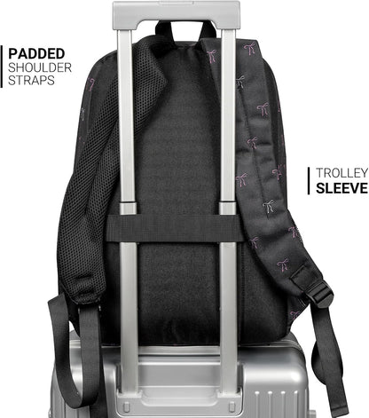 ZORFIN 26L Backpack for College, and Travel: Water Resistant Bookbag - Bow Black