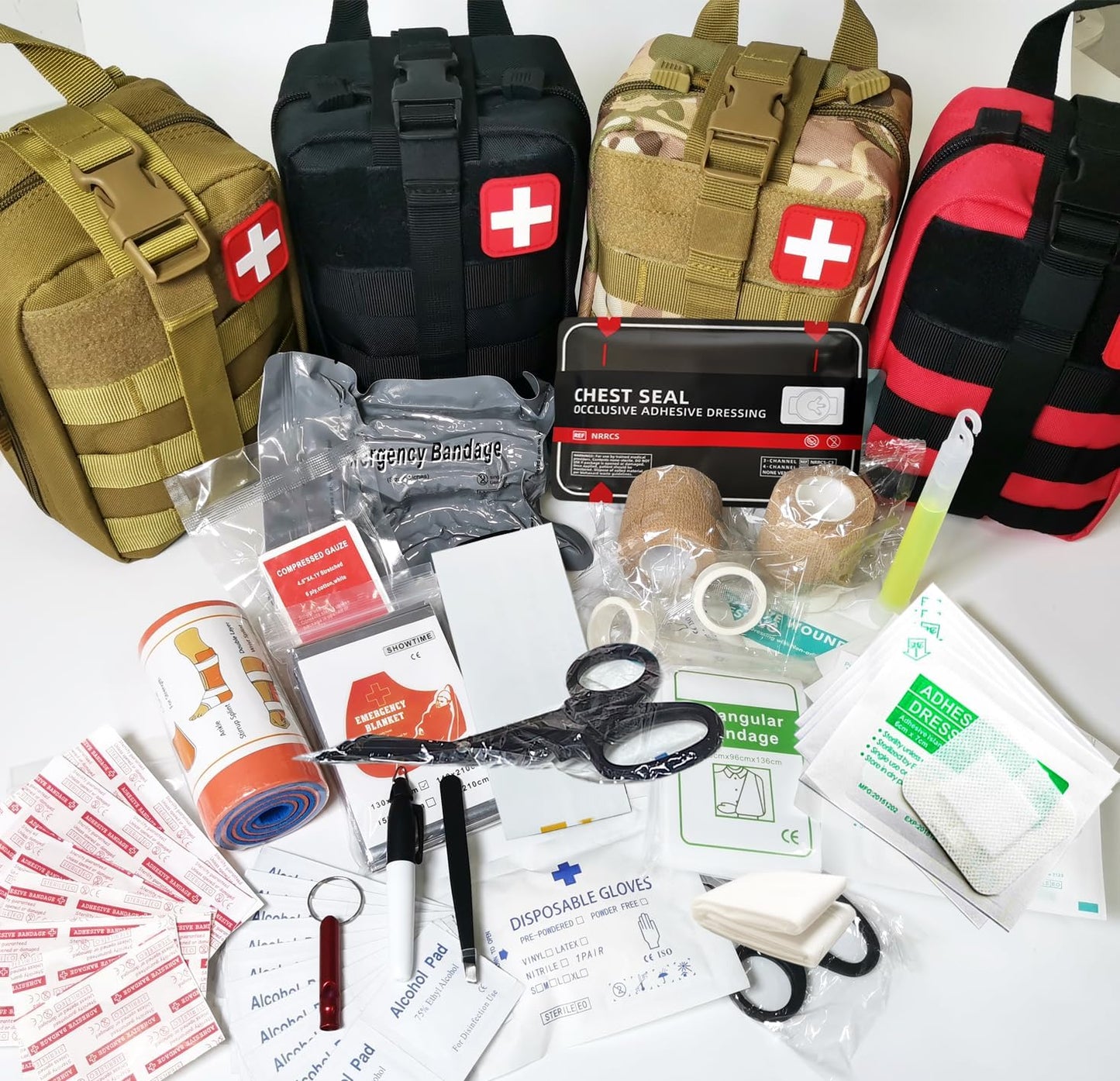 IFAK Kit Trauma Kit Military Medical First Aid Kits Bleeding Contral Emergency Survival Bug Out Bag for Camping Gear Supplies Hiking (Red)