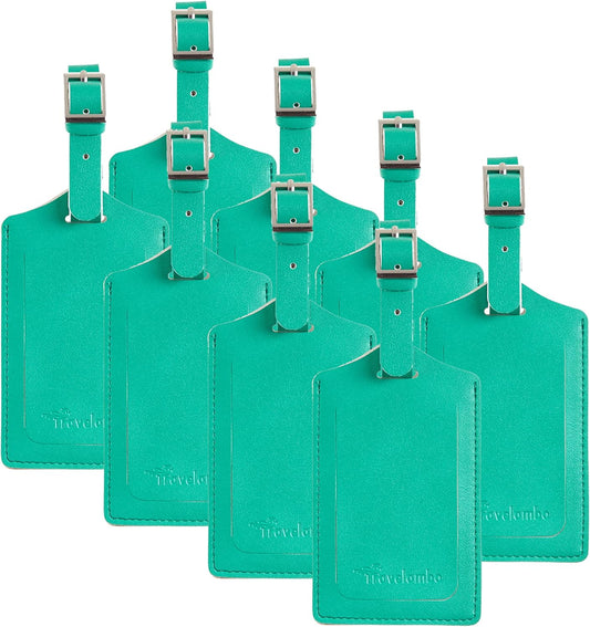 8 Pack Leather Luggage Travel Bag Tags by Travelambo