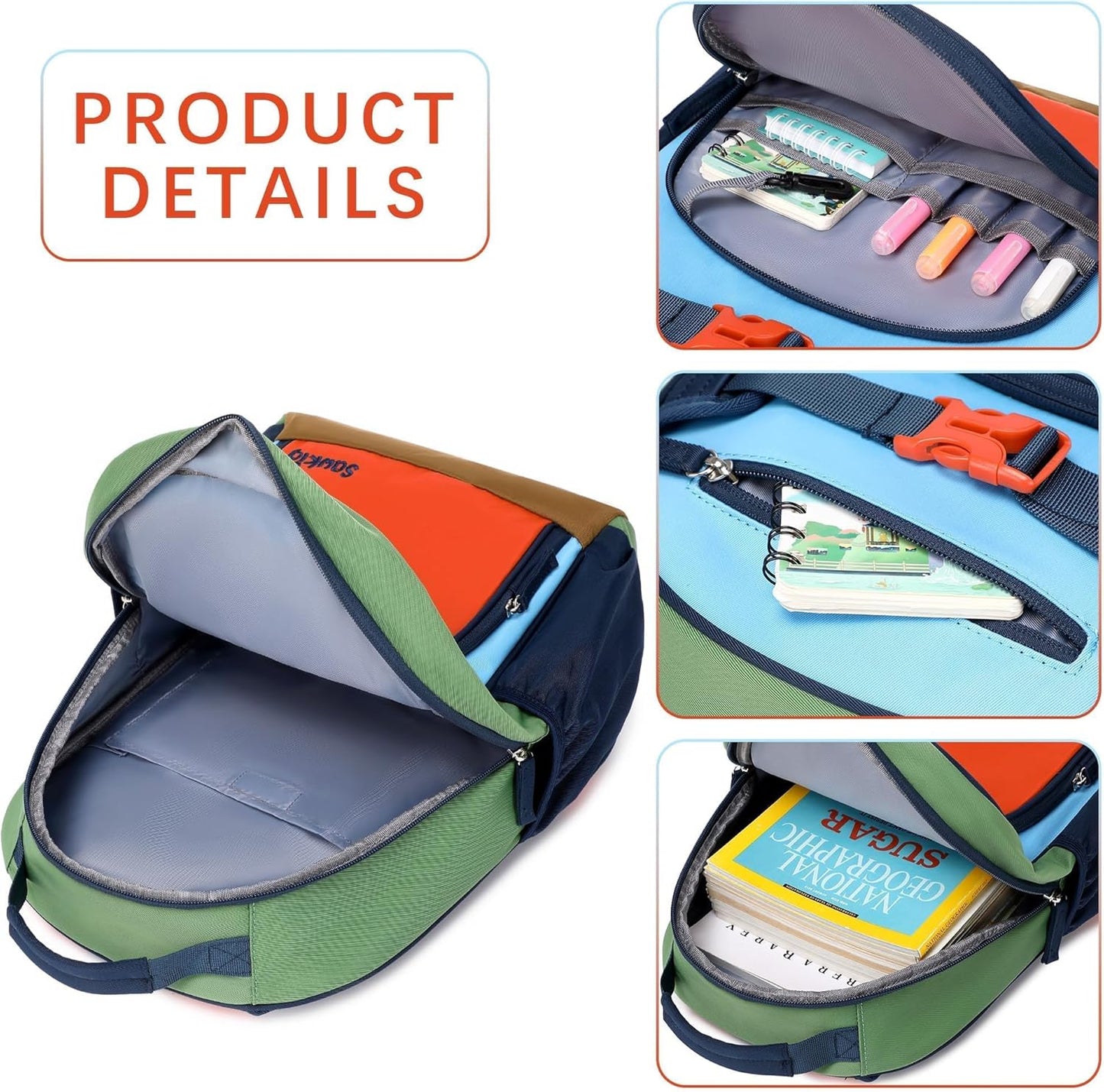 Cute Mini Toddler Backpacks for Boys 2-4 Little Kids Backpack Preschool Bookbag (Orange Blue)