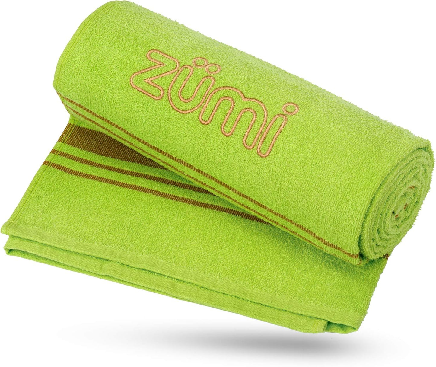 Zumi 100% Cotton Quick Dry Travel Towel - Soft, Thin, Compact, Highly Absorbent, Lightweight Camping Towel for Beach, Gym, Bath, Shower, Swimming, Dorm, RV - Green