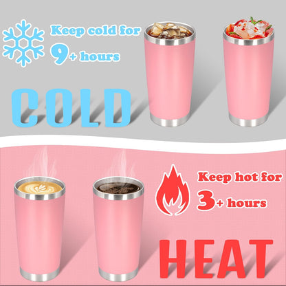 20 oz Tumbler with lid Double Wall Vacuum Insulated Tumblers Stainless Steel Coffee Mug Travel Coffee Tumbler Powder Coated Tumbler Cup Keep Hot&Cold - (Pink 1 Pack)