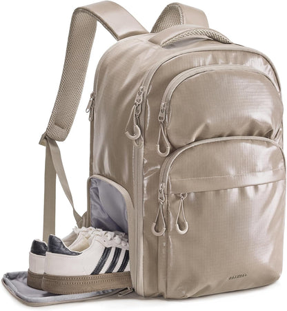 BAGSMART 30L Travel Backpack, 15.6 Inch Carry On Backpack Flight Approved, Personal Item Travel Bag, Water Resistant Weekender Bag Daypack, Camel