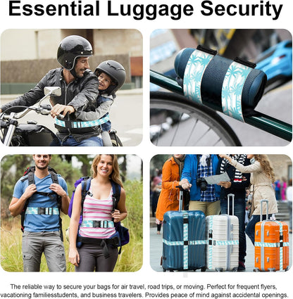 2 Pack Luggage Straps, Adjustable Cute Printing with Combination Lock Luggage Straps for Women Men Travel School Business Trips-Coconut Trees