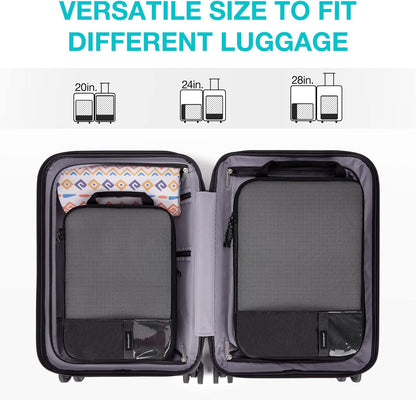 BAGSMART 6 Set Compression Packing Cubes - Lightweight Travel Essentials, Durable Luggage Organizer