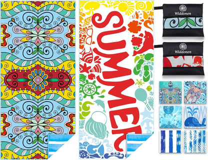 Microfiber Lightweight Beach Towel Sand Free Quick Dry Absorbent Thin Compact Towels for Swimming Pool Camping Beach Accessories Large Easy Pack Travel Things for Vacation Essentials Gift