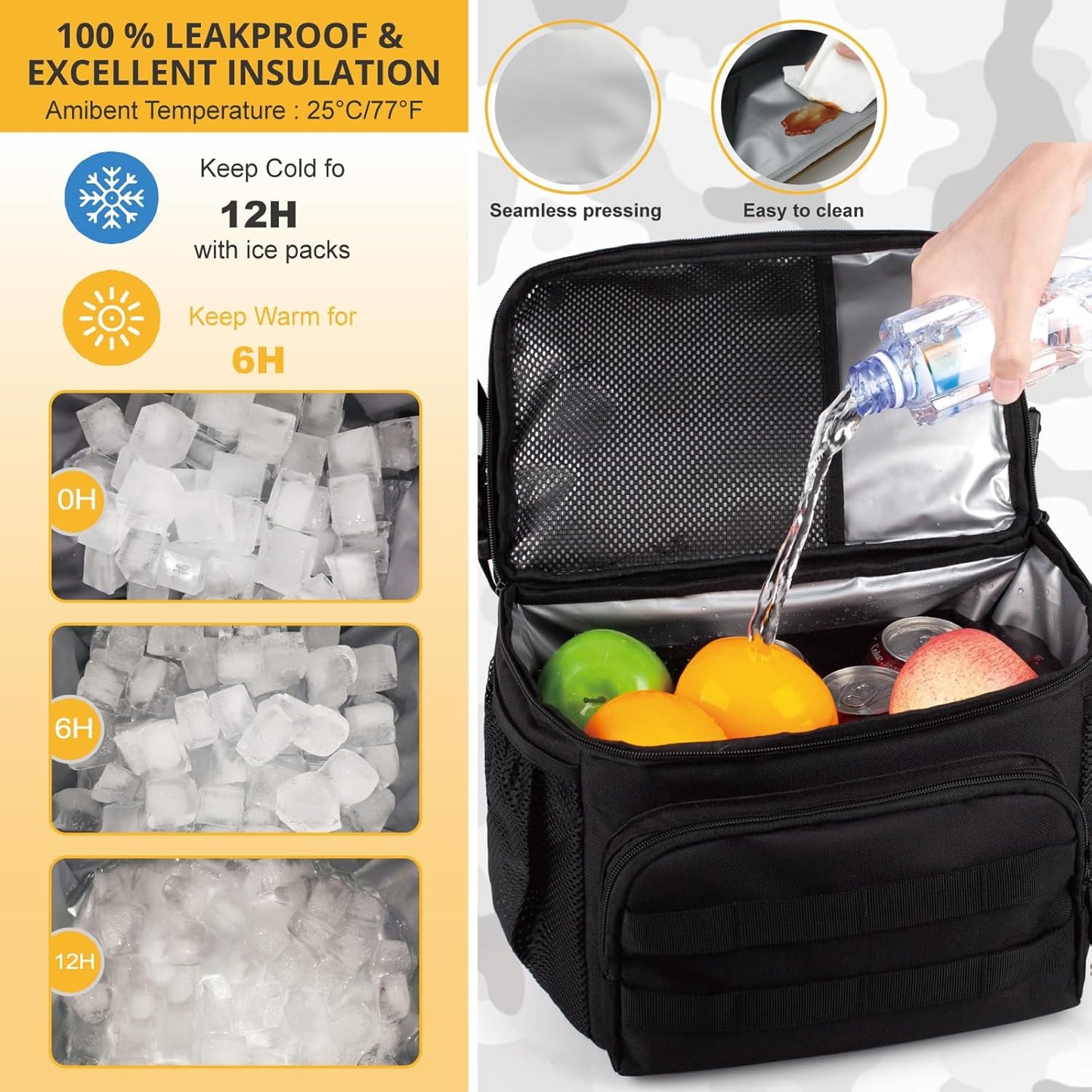 Tactical Double Deck Cooler Backpack for Men,Large Lunch Backpack with 2 Compartment,Soft Cooler Bag