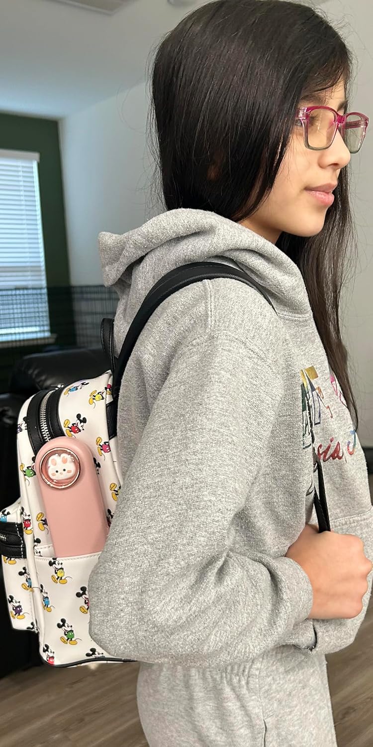 DEVICO Travel Utensils with Case Cute, Reusable Silverware for Lunch, Portable Cutlery Set, 18/8 Stainless Steel Fork Spoon Chopsticks in Cartoon Case, Dishwasher Safe (Pink)