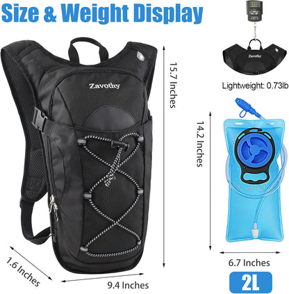 Zavothy Hydration Backpack with 2L Hydration Bladder Water Backpack for Hiking Hydration Pack for Running Cycling Hiking