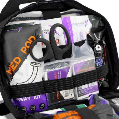 Lightning X Rip-Away Officer's Patrol Tactical Gunshot & Trauma IFAK Kit w/Headrest Mount - Black