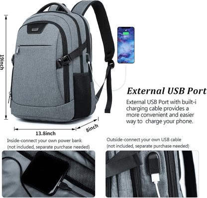 DUSLANG Travel Work Laptop Backpack With USB Charging Port Fits 15.6 15 14 13 Inch Laptop and Notebook Business Anti Theft College Computer Bag Back Pack for Women Men - Dark grey
