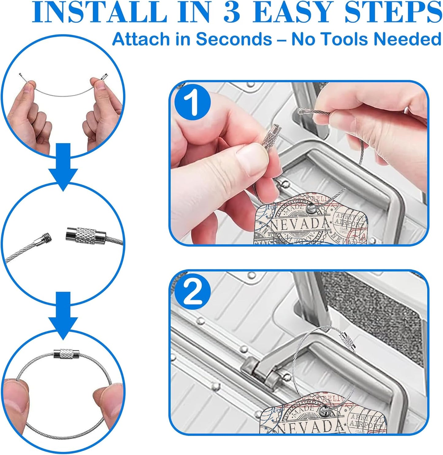 Travel Stamp Luggage Tags for Suitcases Leather Travel Tags for Luggage ID Label with Privacy Cover and Stainless Steel Loop for Men Women Suitcase Backpack, Set of 2