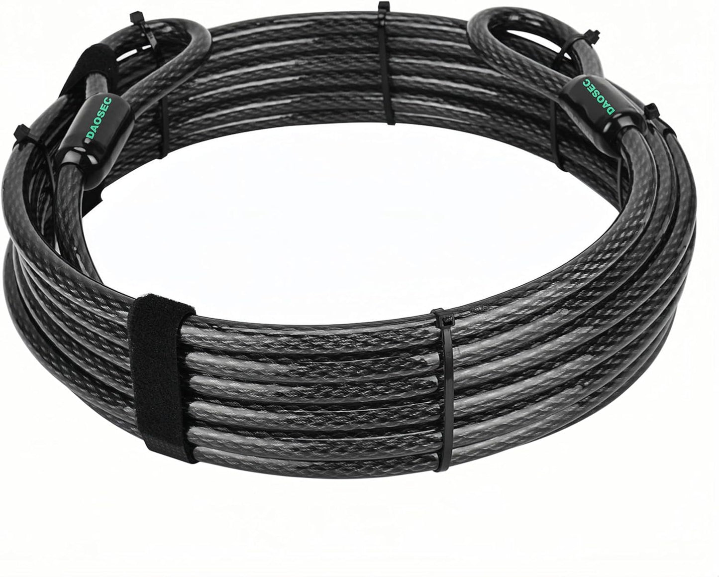 20 ft x 1/2" Heavy Duty Cut-Proof Security Cable | Flexible Vinyl-Coated Braided Steel with Looped Ends | Weatherproof Anti-Theft Locking Cable for Bikes, Gates, Kayaking & Outdoor Equipment