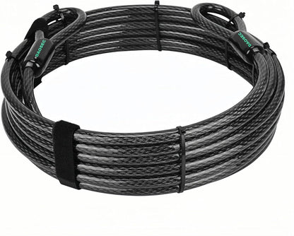20 ft x 1/2" Heavy Duty Cut-Proof Security Cable | Flexible Vinyl-Coated Braided Steel with Looped Ends | Weatherproof Anti-Theft Locking Cable for Bikes, Gates, Kayaking & Outdoor Equipment