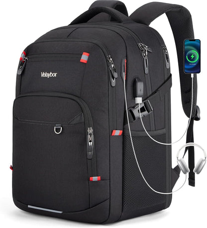 40L Expandable Laptop Backpack, Anti-thief Travel Backpack with USB Charging Port, Airline Approved Business Waterproof Carry on Luggage, Fits 15.6" Laptop for Men Women