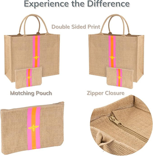 Large Beach Bag Jute Woven Tote - Image 2