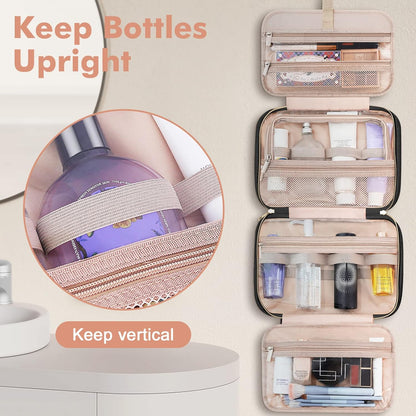 Wedama Toiletry Bag for Women, Medium Cosmetic Travel Bag, Hanging Toiletry Bag for Bathroom, Thickened PVC Waterproof Makeup Bag, Toiletries Bag for Travel Business Trips and Camping, Black