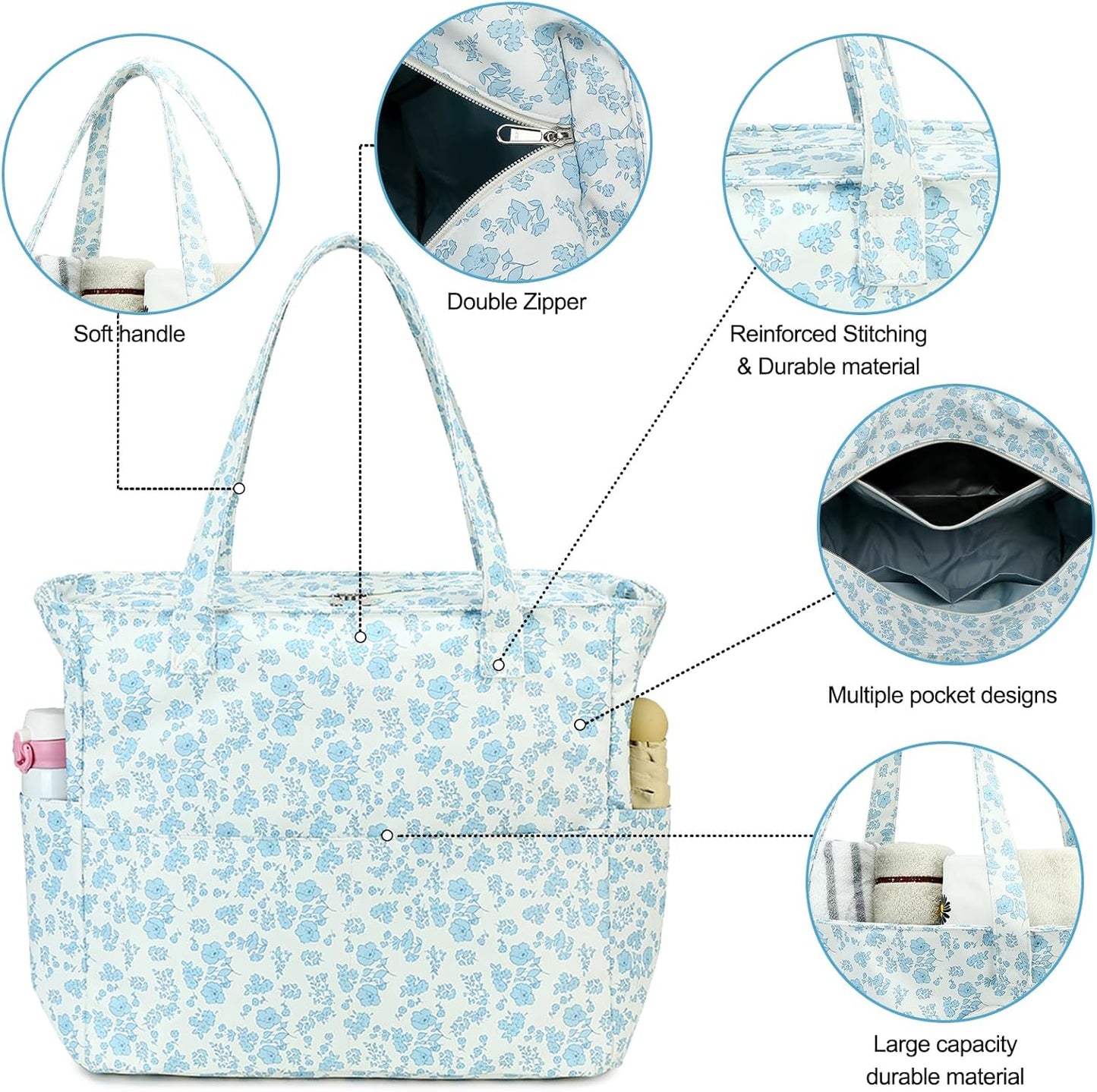 Waterproof Beach Tote Pool Bags for Women Ladies Extra Large Gym Tote Carry On Bag With Wet Compartment for Weekender Travel