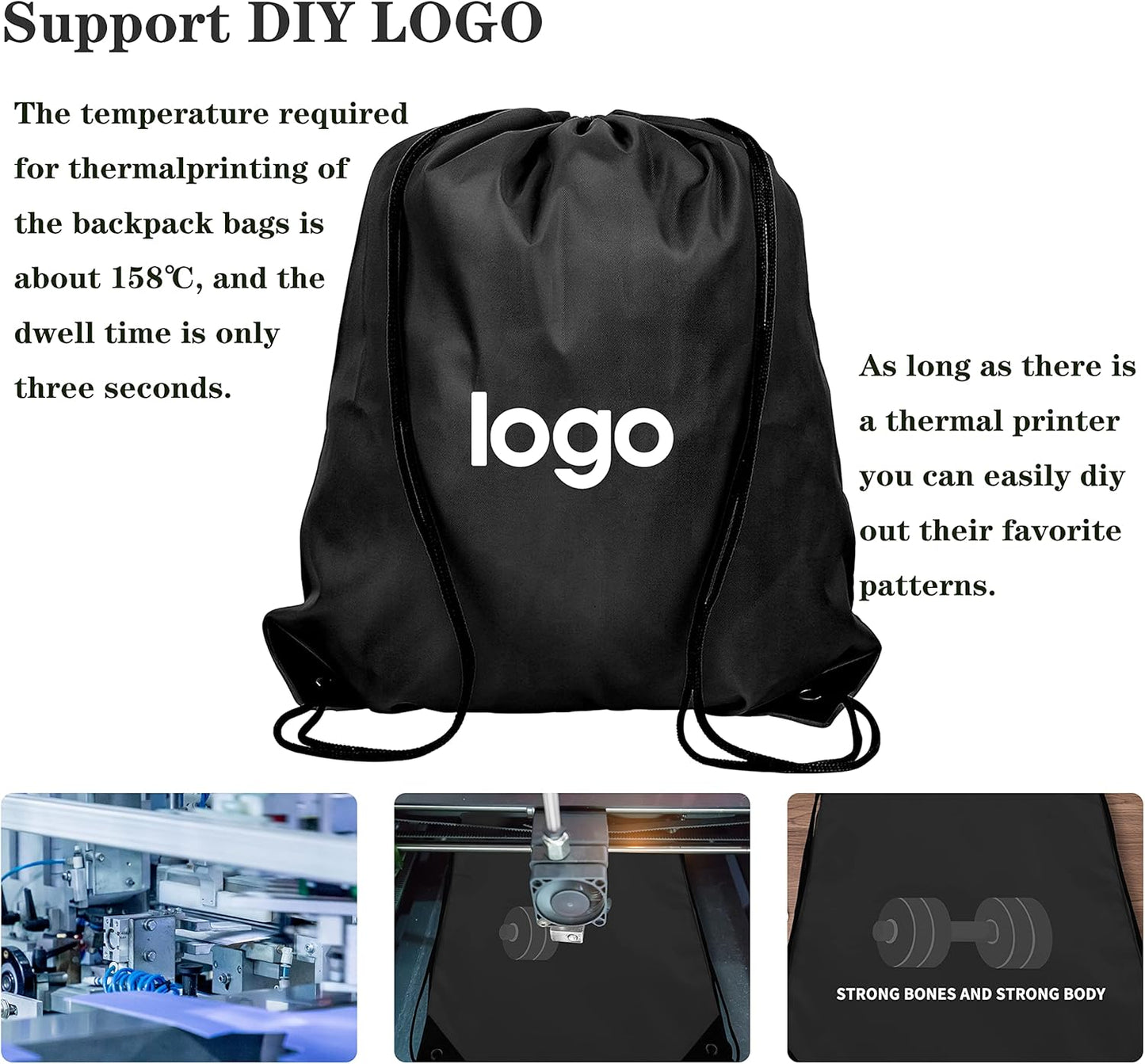 60 Pieces Drawstring Backpack Bags Sports Sackpack Bulk Cinch Gym Bag For Women Men Outdoor Sports Backpack(Black)