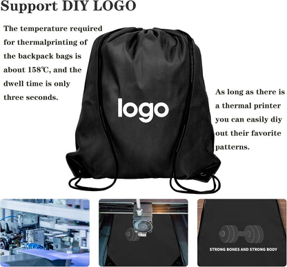 10Pcs Black Drawstring Backpack Bags Sack Pack Cinch Tote Sport Bulk Storage Polyester Bag for Gym Traveling