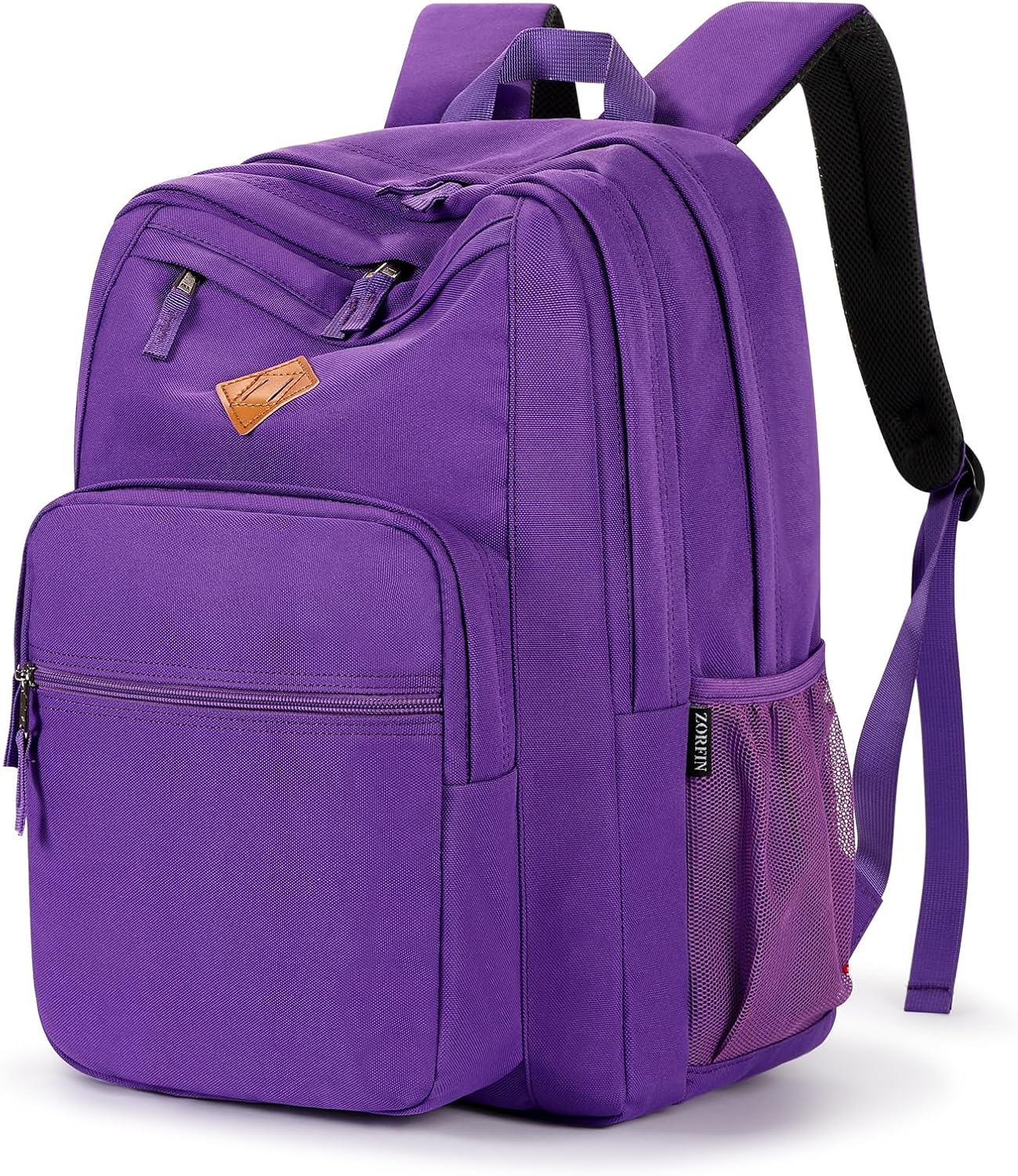 ZORFIN 26L Backpack for College, and Travel: Water Resistant Bookbag - Purple