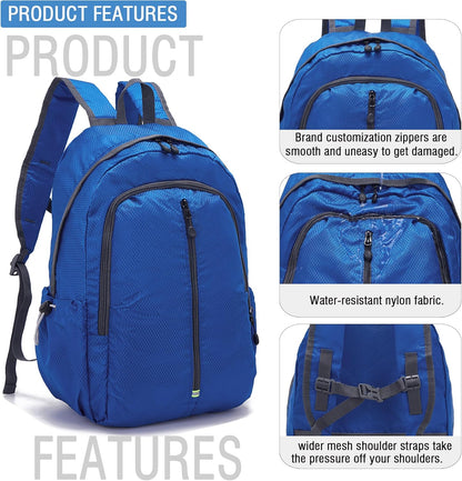 YZAOLL 25L Lightweight Packable Hiking Backpack Waterproof Hiking Daypack for Women Men Gym Backpack Travel Camping VacationDarkBlue