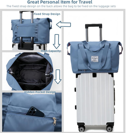 Large Capacity Foldable Travel Bag, Expandable lightweight Carry on Bag, Dry with Wet Separation Spor Duffel Bags