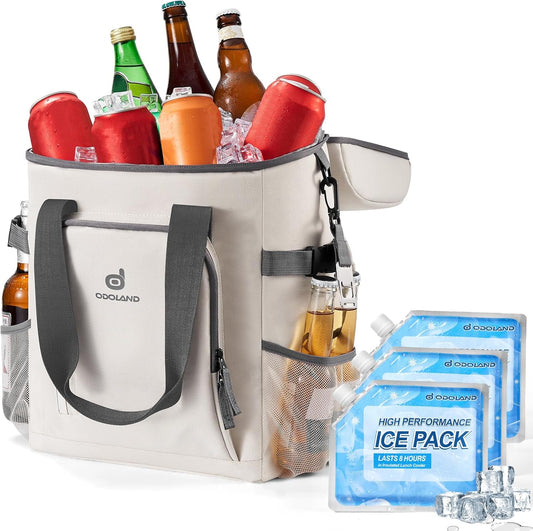Odoland Cooler Backpack, 30 Cans Insulated Leak-Proof Cooler Bag with Ice Pack for Women and Men, Waterproof Beach Lunch Cooler