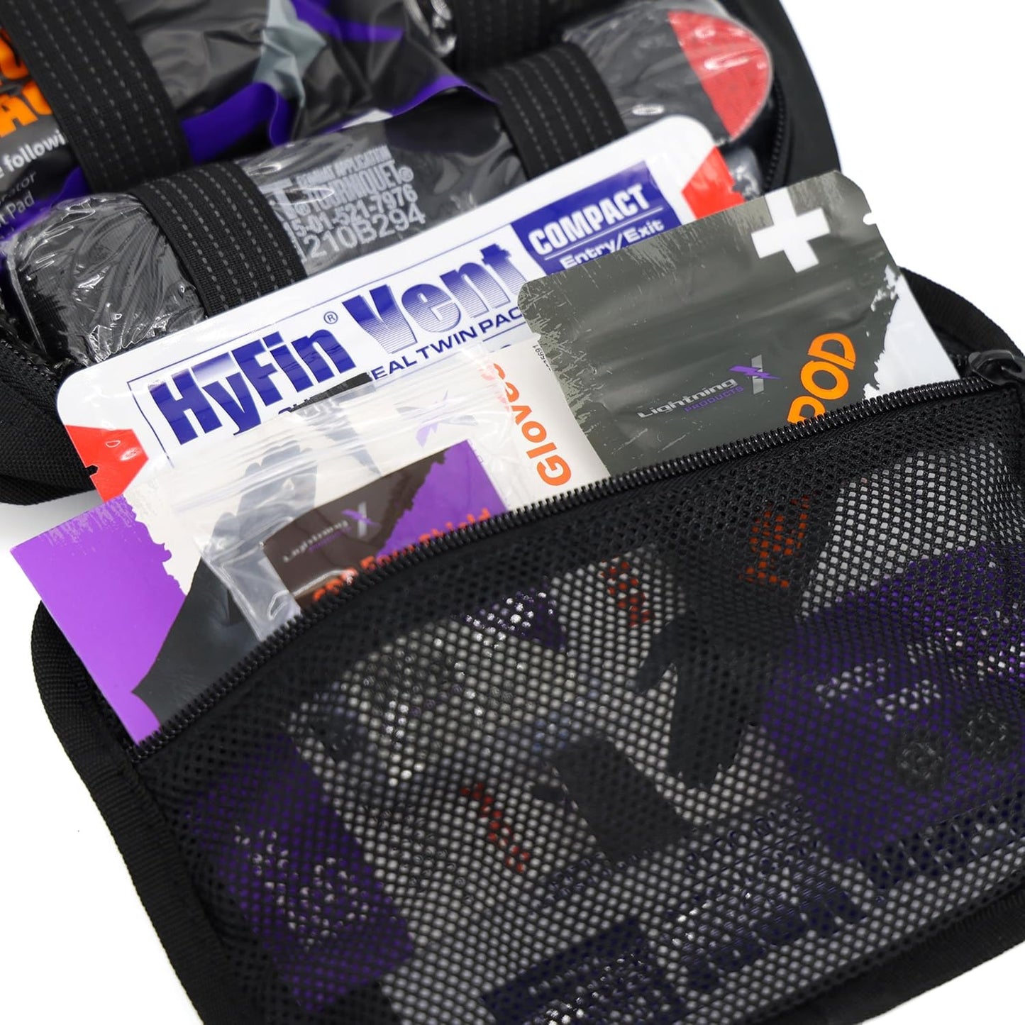 Lightning X Rip-Away Officer's Patrol Tactical Gunshot & Trauma IFAK Kit w/Headrest Mount - Black