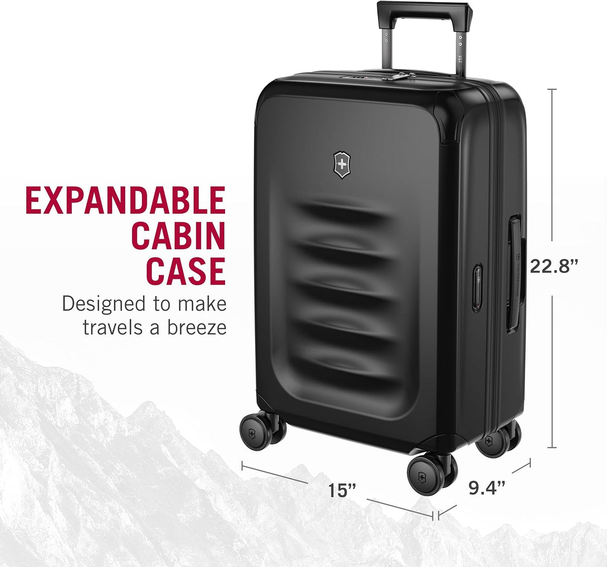 Victorinox Spectra 3.0 Frequent Flyer Plus Carry-On - Modern Hardside Carry-On Luggage - Rolling Suitcase with Spinner Wheels - Holds Travel Accessories - 45 Liters, Black