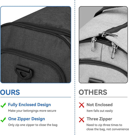 Garment Duffle Bags for Travel, Bukere Convertible Carry on Garment Duffel Bag for Men Women, Shoe Compartment, 2 in 1 Hanging Dress Suitcase Suit Travel Bags, Midnight Grey