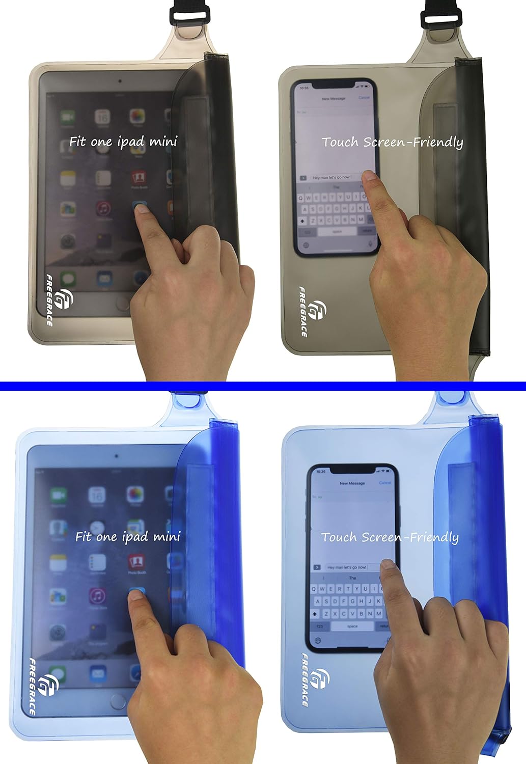 Freegrace Waterproof Pouches with Waist Strap / Pouch Case Bundle Set- Keep Your Phone & Valuables Dry and Safe - Waterproof Dry Bags for Boating Swimming Snorkeling Kayaking Beach Water Parks Pool