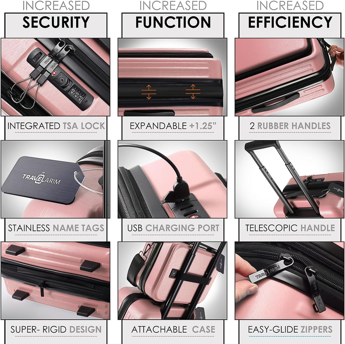 Hard Shell Luggage Sets with Spinner Wheels 4 Piece, Expandable Large Suitcases with TSA Lock, Travel Large Suitcase Set, Pink Luggage Set