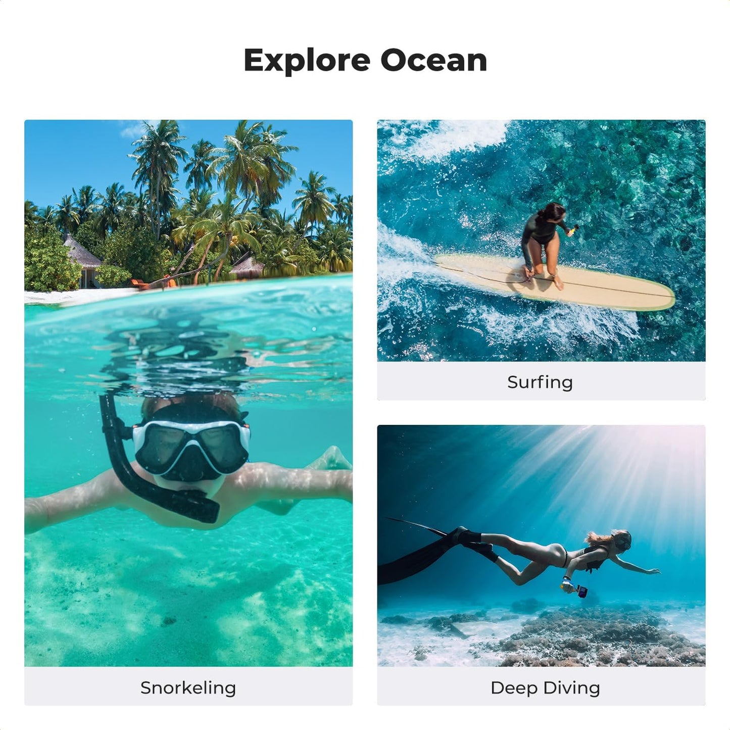 K&F Concept 60M/196FT Waterproof Case for GoPro Hero 13 Black, Protective Underwater Diving Housing for Go Pro 12/11/10/9 Black Accessories,Waterproof Action Camera Shell