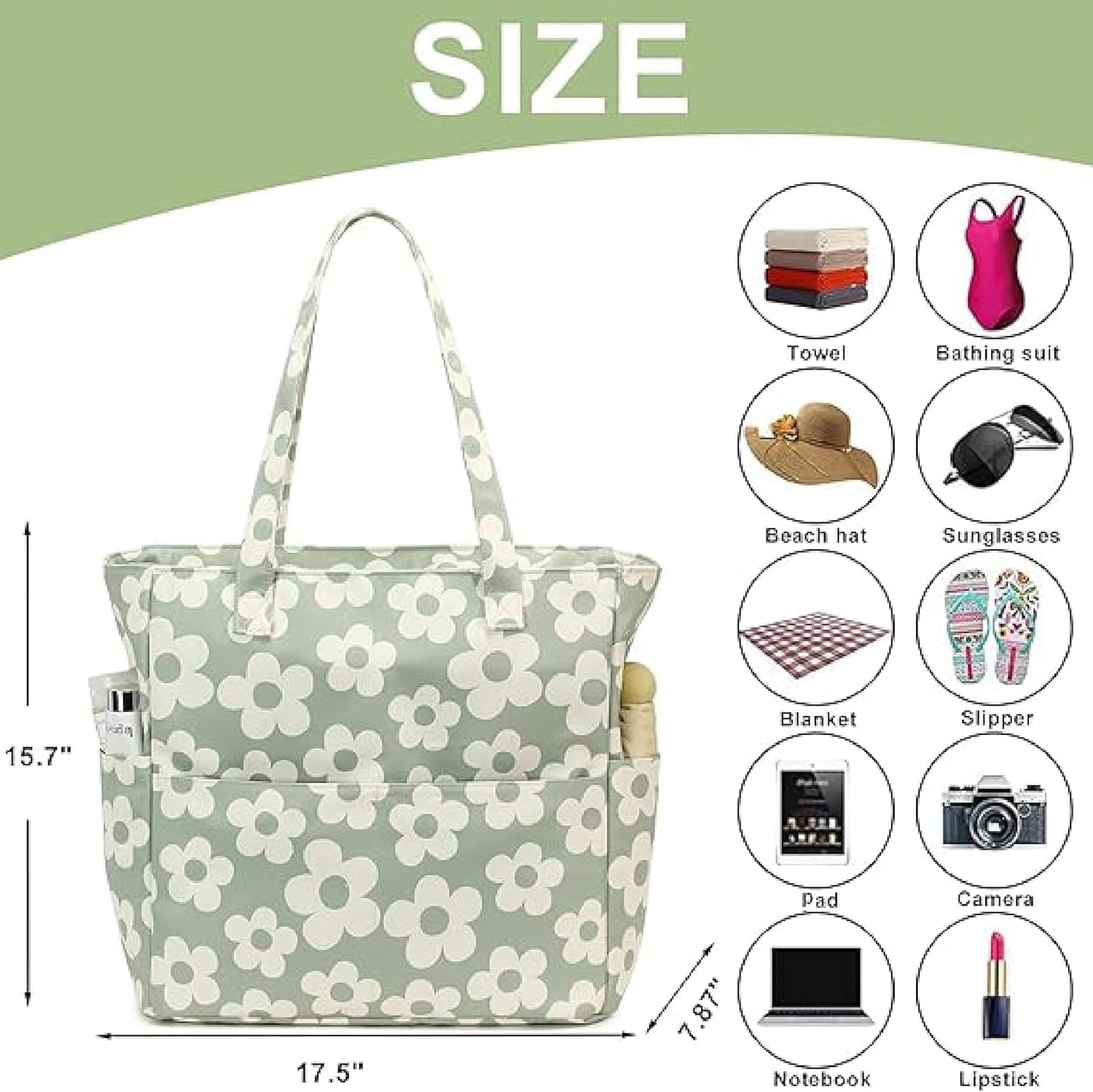 Waterproof Beach Tote Pool Bags for Women Ladies Extra Large Gym Tote Carry On Bag With Wet Compartment for Weekender Travel
