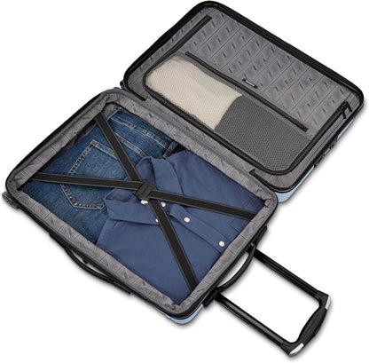 Samsonite Omni 2 Pro Carry-On Hardside Luggage with Front Entry - 360° Spinner Wheels - Scratch Resistant Hardshell - TSA, Airline-Approved - Lightweight Expandable Polycarbonate Shell - Pale Blue