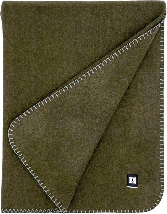 EKTOS 100% Virgin Wool Blankets, 90" x 78", Survival Kits, Camp Equipment, Car Camping (Olive Green, Full Size)