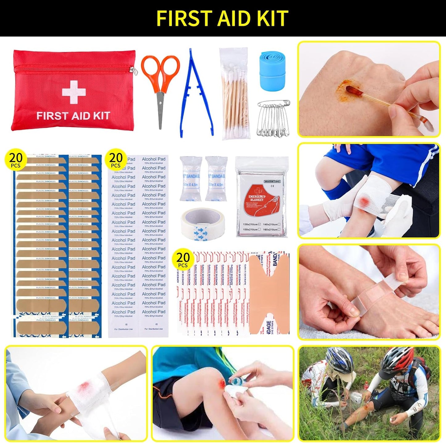 Survival Kit and First Aid kit, 160 Pcs Emergency Supplies Camping Accessories with Upgraded Molle Bag, Gifts for Men and Women Outdoor Adventure Camping Hiking Hunting