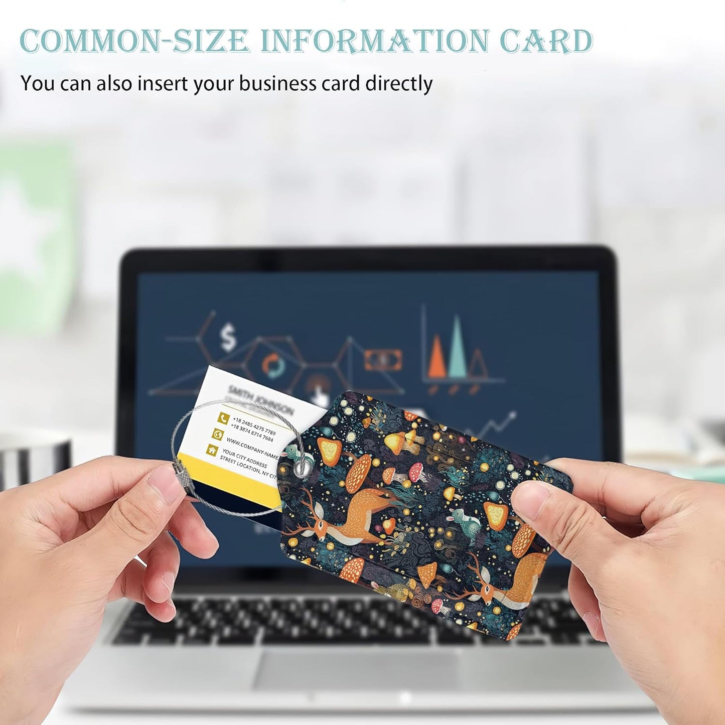 2 Pack Mushrooms Luggage Tag for Suitcases Deer Forest Animal PU Leather Bag Travel Suitcase ID Identifier Baggage Tags for Women Men Travel