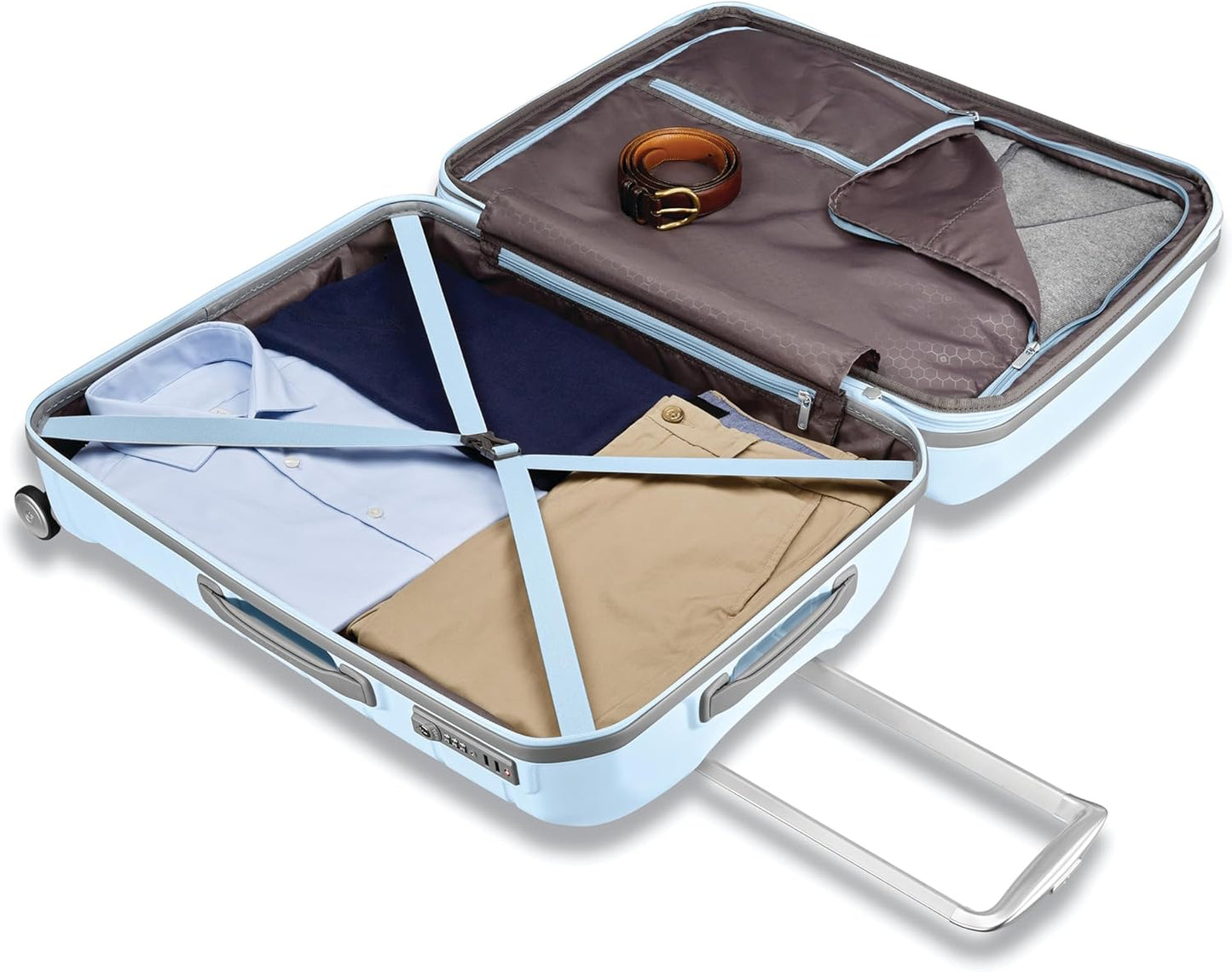 Samsonite Freeform Large Checked Luggage with Dual 360° Spinner Wheels - TSA Lock, Airline-Approved - Lightweight Durable Polypropylene Expandable Hardshell - Sky Blue