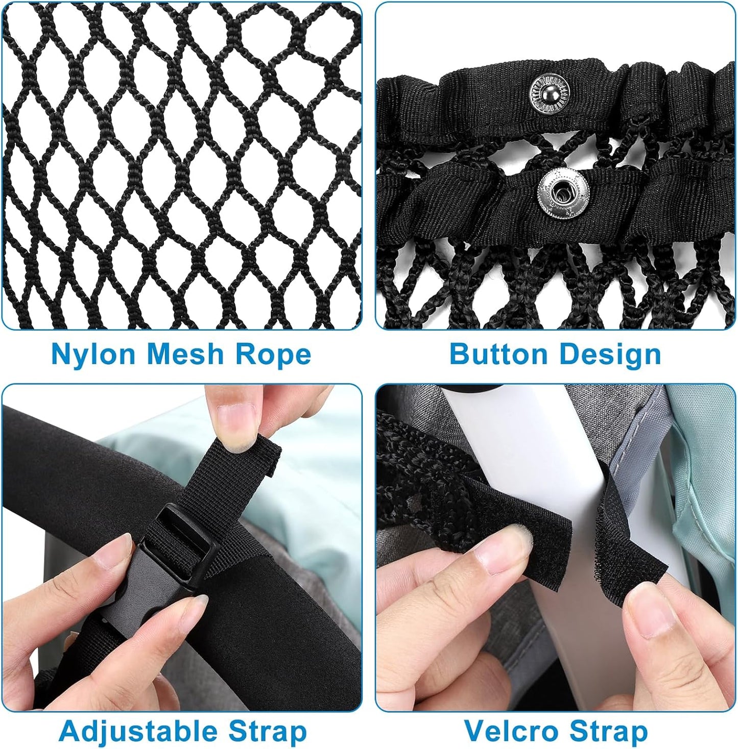 Accmor Universal Stroller Organizer, Polyester Net Mesh Bag Fits for Uppababy, Nuna, Britax, Doona Strollers, Non-Slip Adjustable Stroller Mesh Cargo Net Storage Caddy Accessories