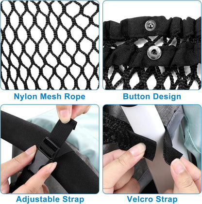 Accmor Universal Stroller Organizer, Polyester Net Mesh Bag Fits for Uppababy, Nuna, Britax, Doona Strollers, Non-Slip Adjustable Stroller Mesh Cargo Net Storage Caddy Accessories