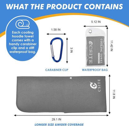 4 Pack Cooling Hoodie Towels for Neck and Face, UPF 50 Sun Protection & Instant Cooling, Ice Towels for Hot Weather, Soft Breathable Towel for Sport, Work Out, Gym, Camping & More Activities